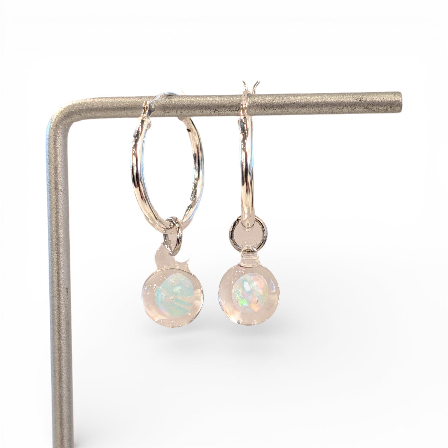 Opal & Sterling Hoop Earrings