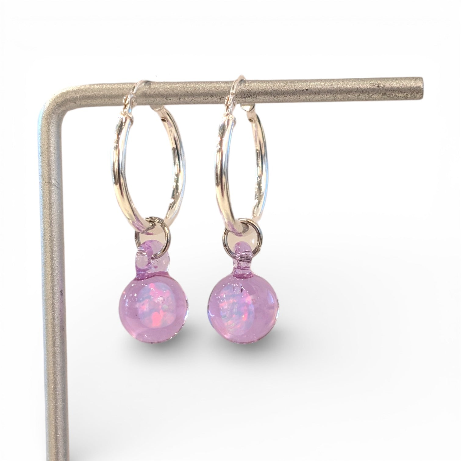 Opal & Sterling Hoop Earrings