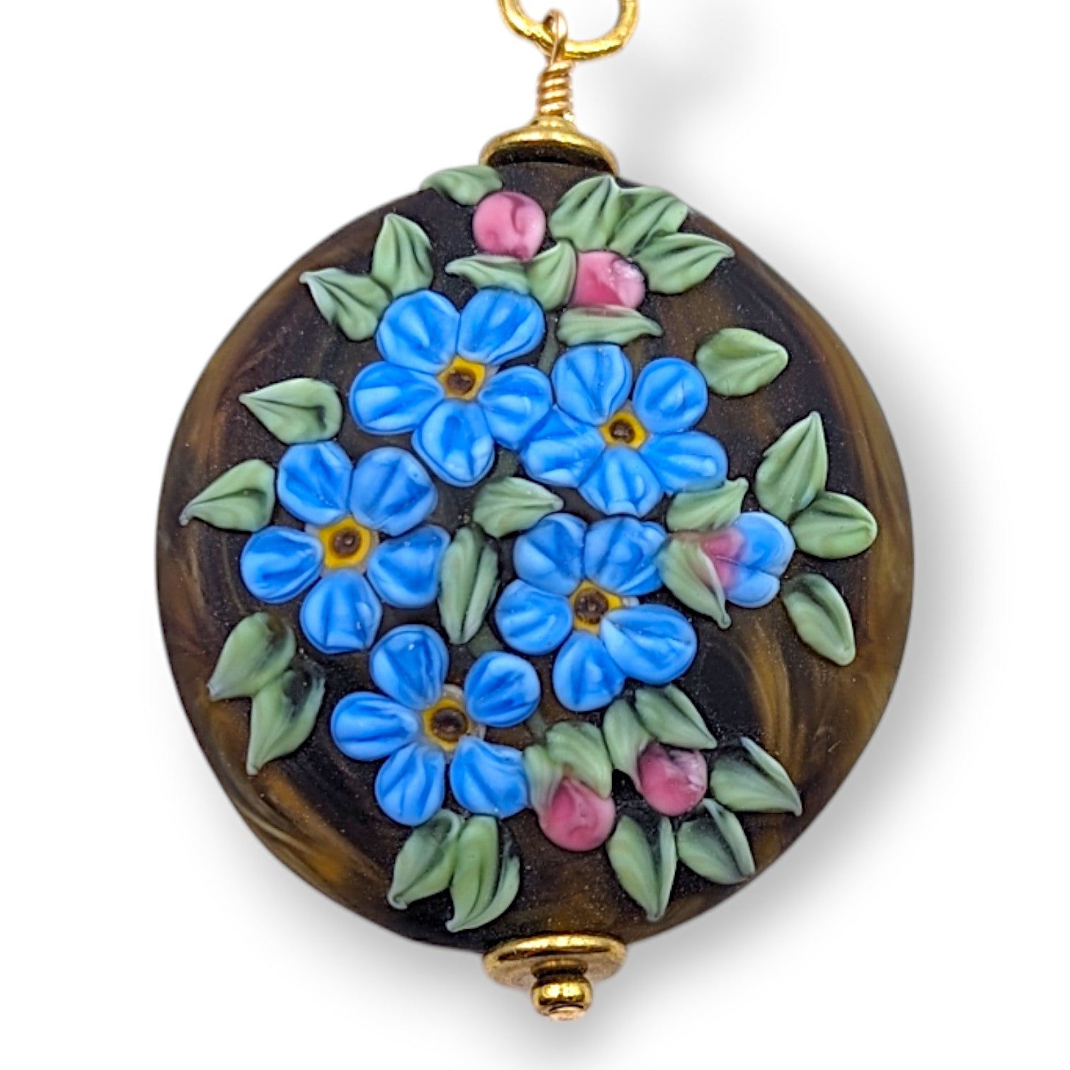 Forget-Me-Nots Lentil Pendant