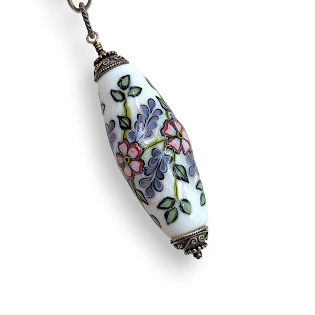 Kimono White Floral Pendant
