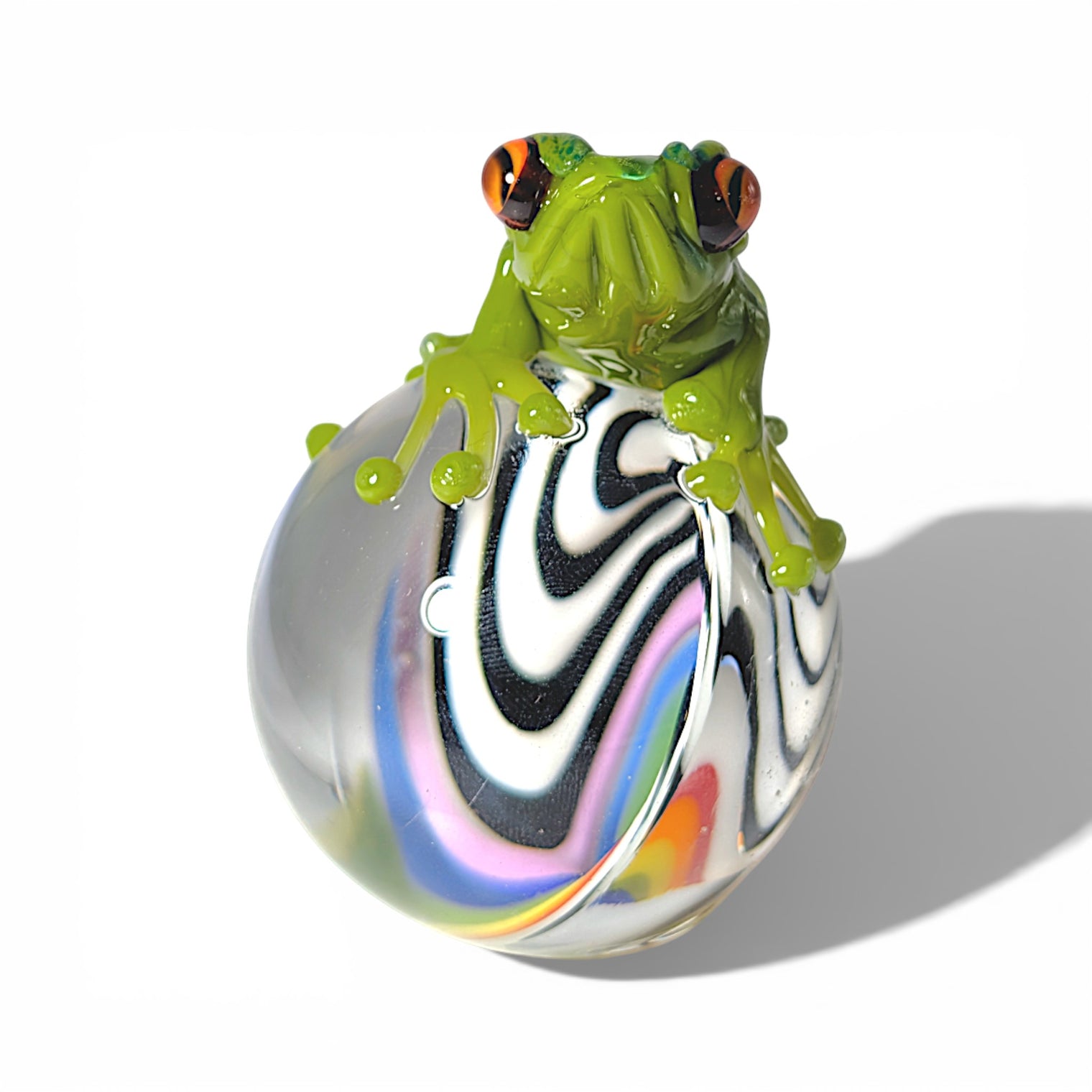 Frog on Rainbow Vortex Marble xlg