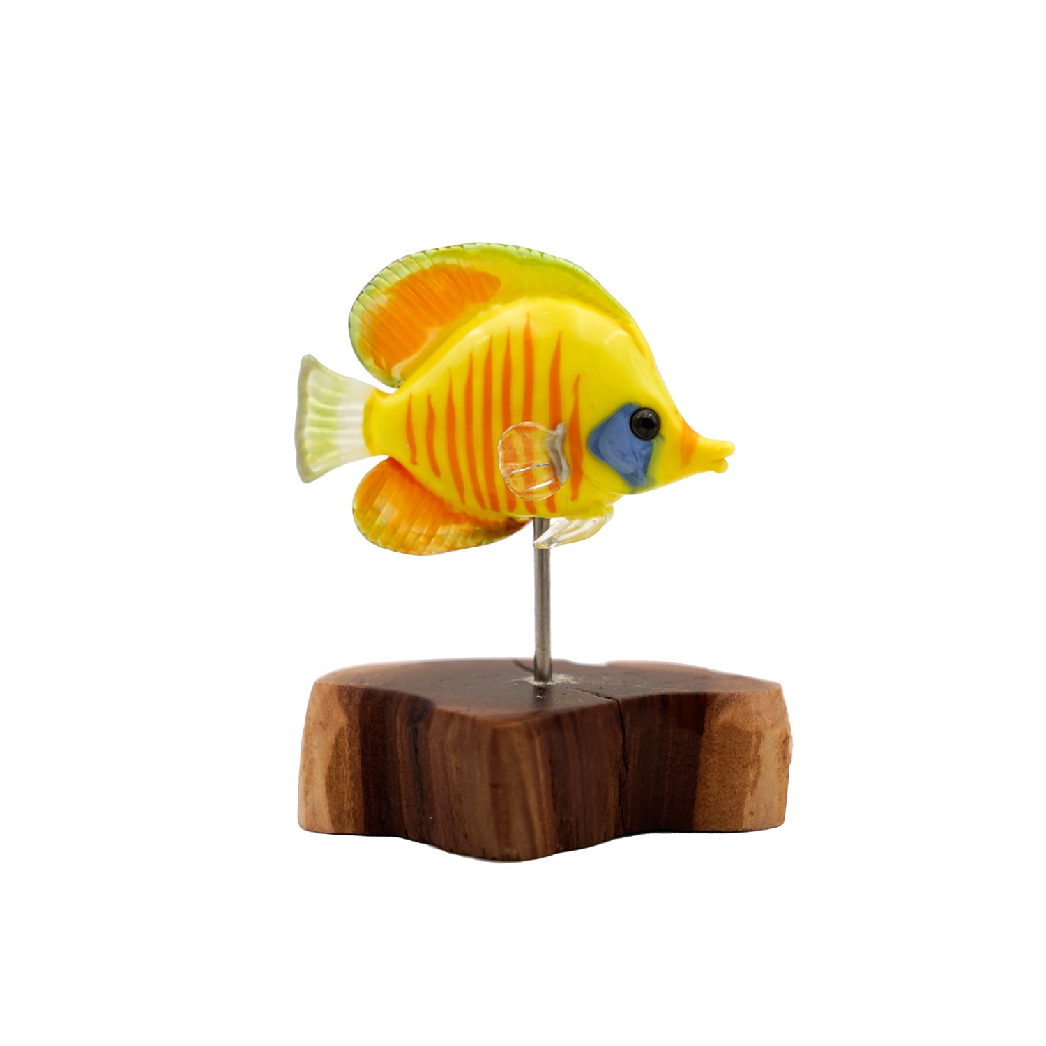 glass yellow fish, blown glass fish figurine
