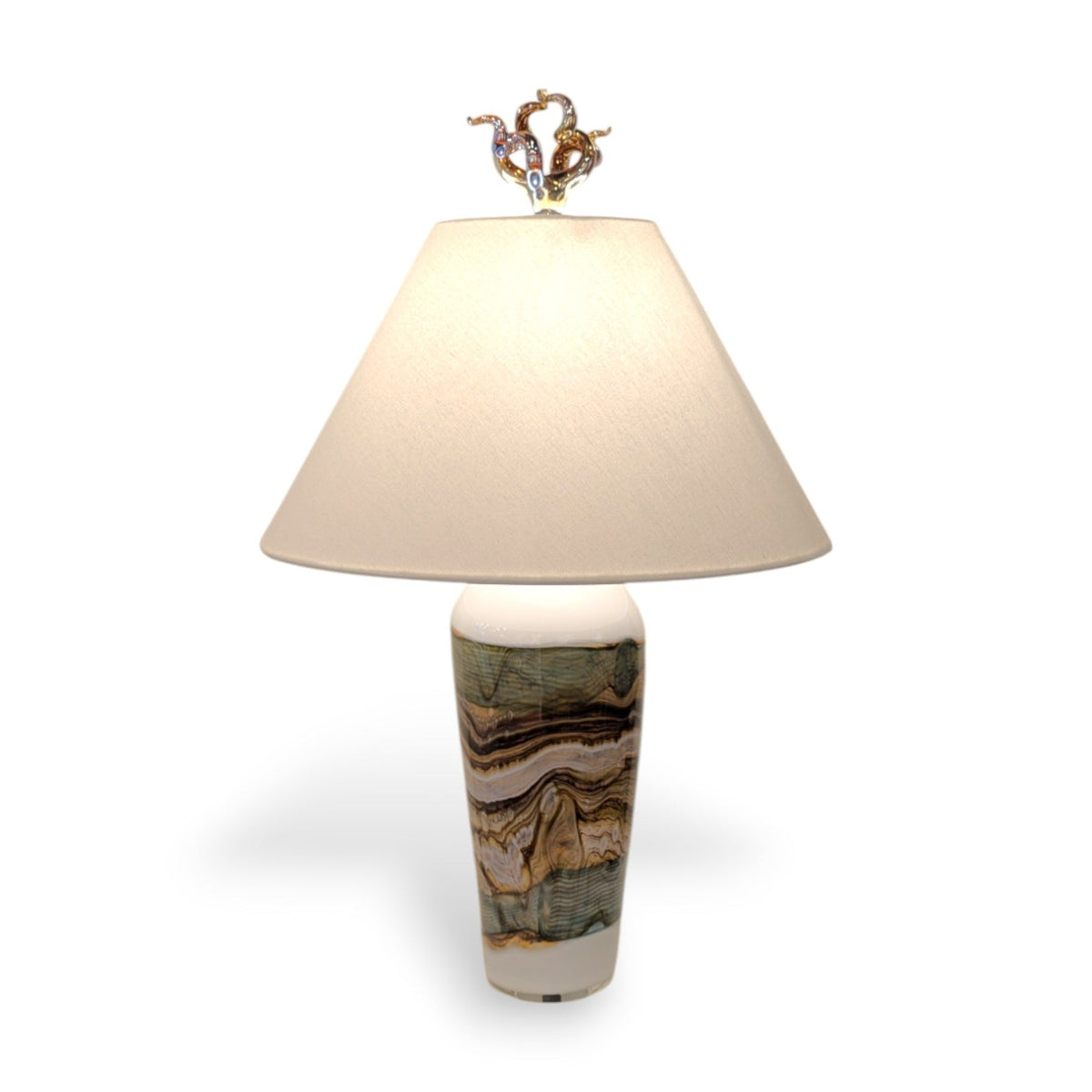 White Opal Table Lamp with Finial