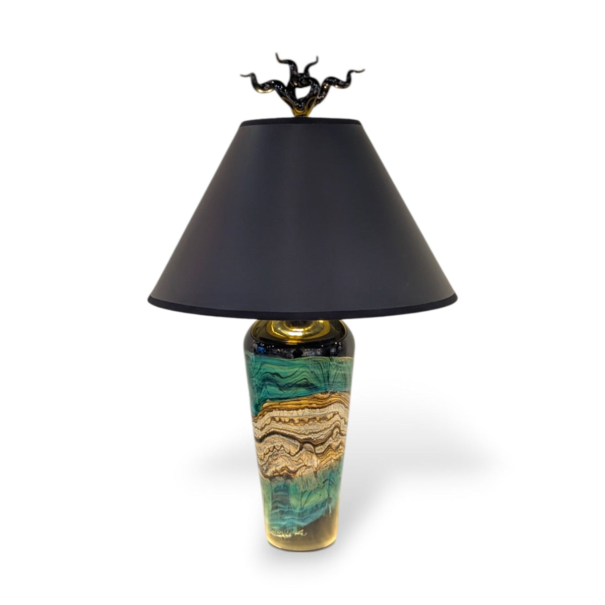 Black Opal Table Lamp with Finial