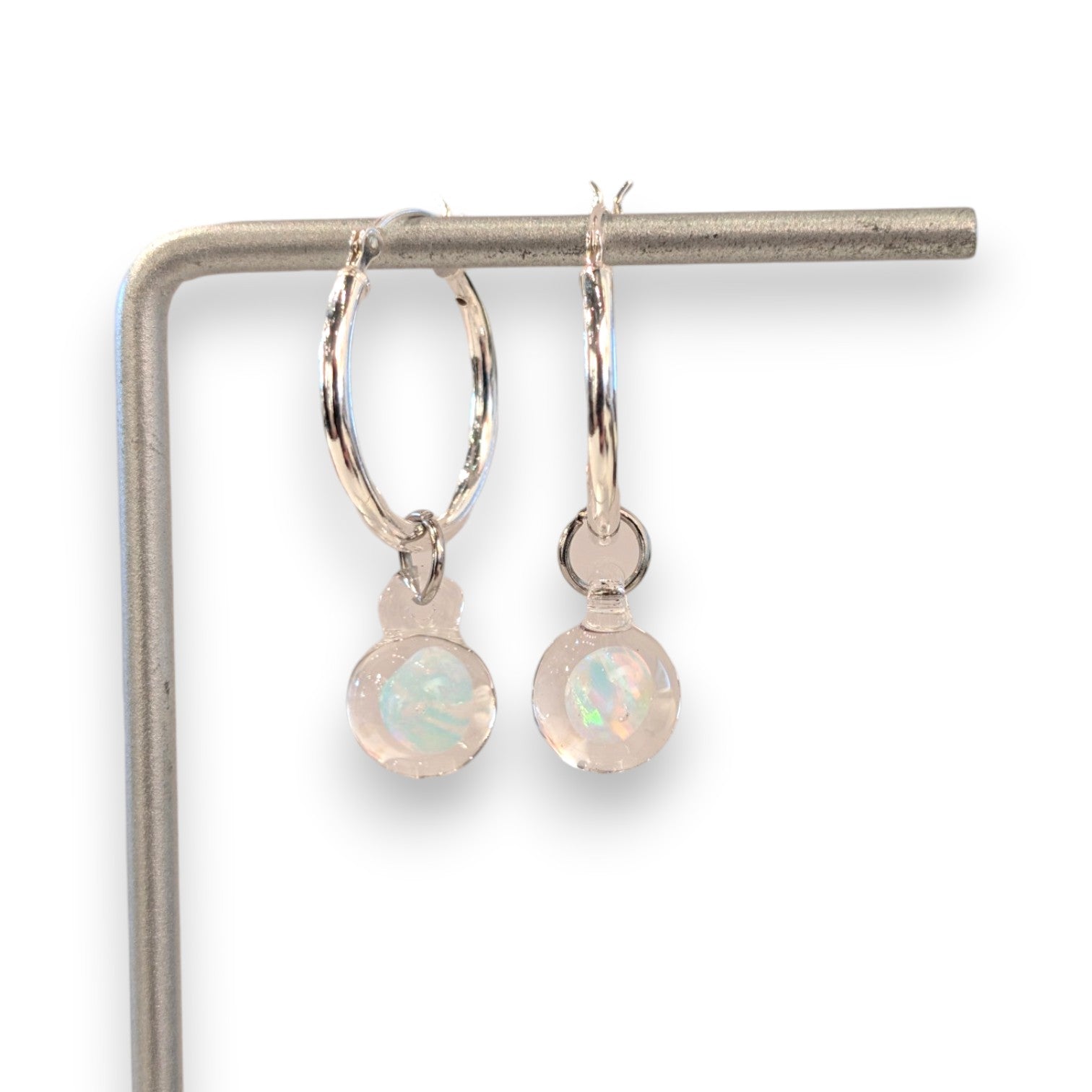 Opal & Sterling Hoop Earrings