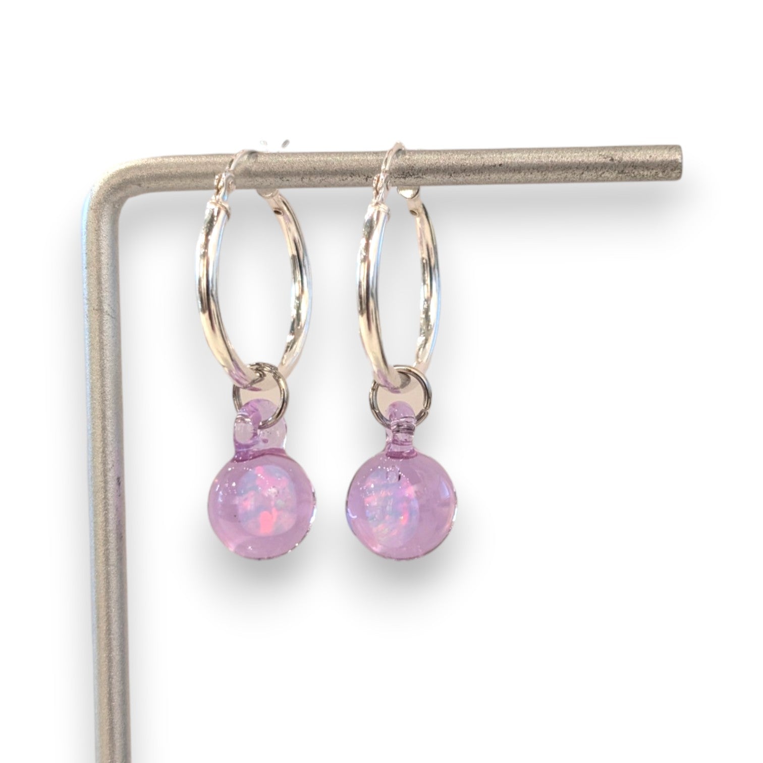 Opal & Sterling Hoop Earrings