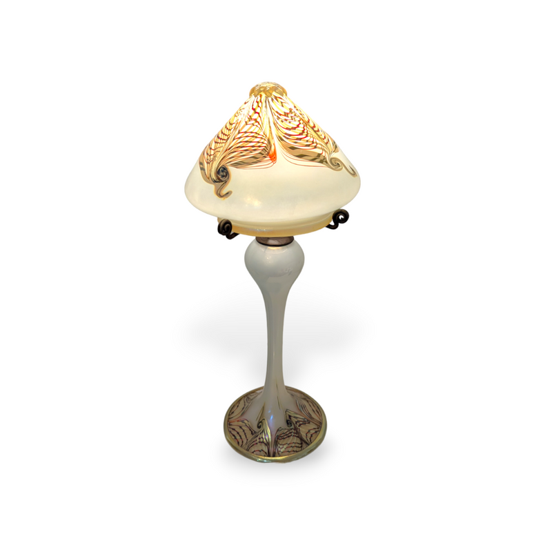 Tall Opal Double Feather Lamp