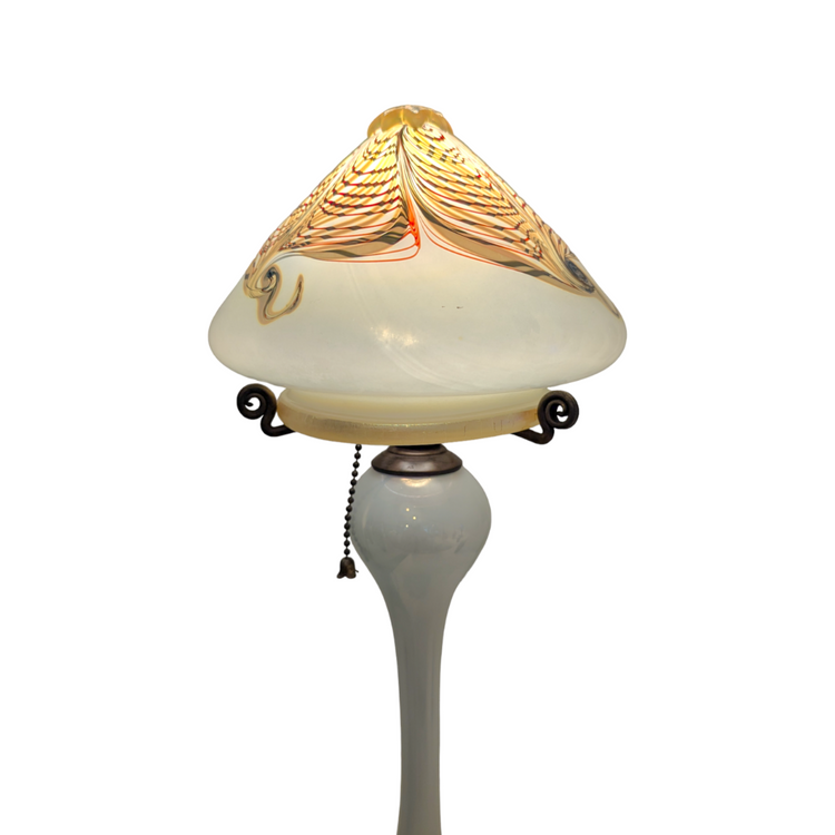 Tall Opal Double Feather Lamp