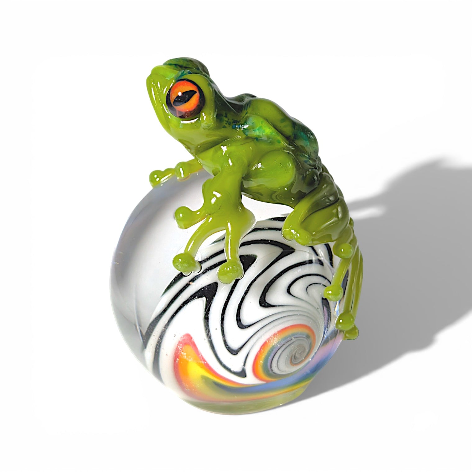 Frog on Rainbow Vortex Marble xlg