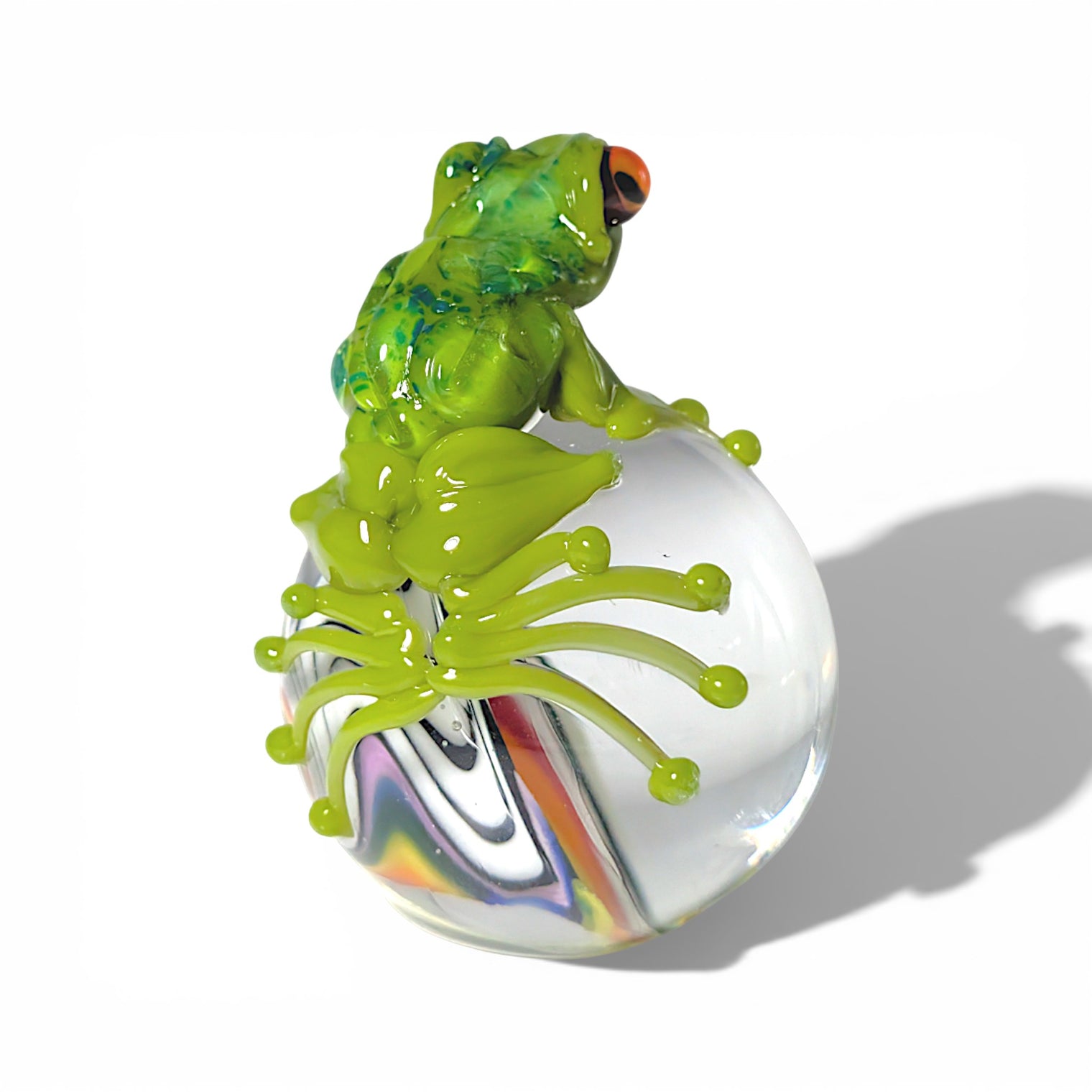 Frog on Rainbow Vortex Marble xlg