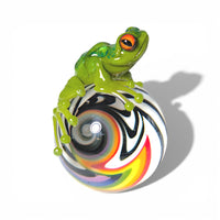 Frog on Rainbow Vortex Marble xlg
