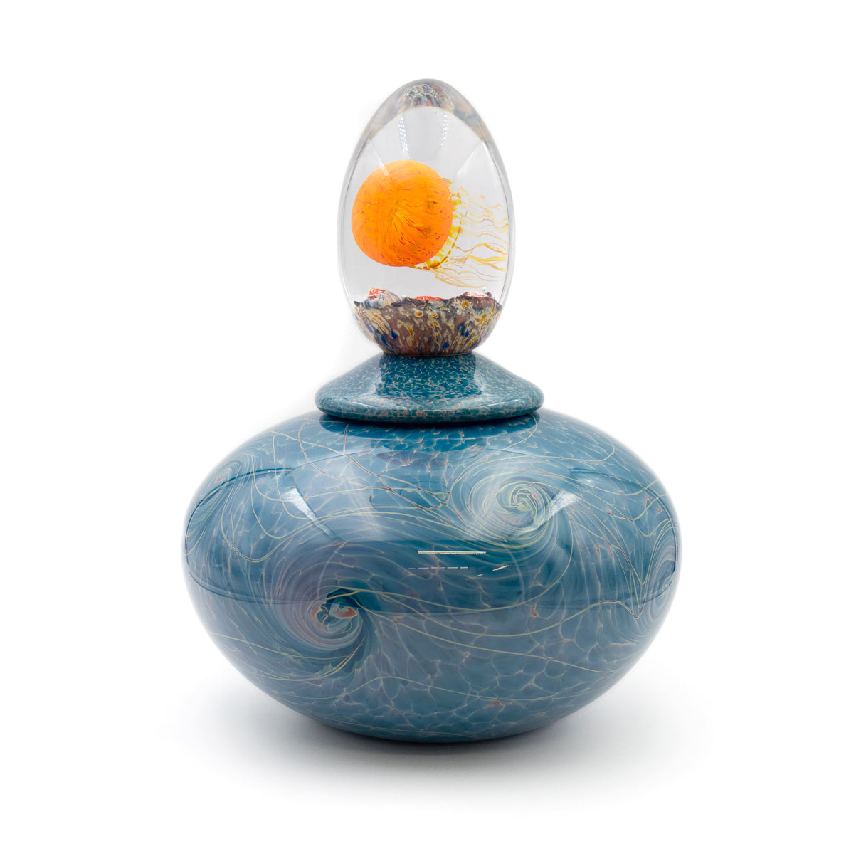 Sapphire Pacific Coast Jellyfish Lidded Vase