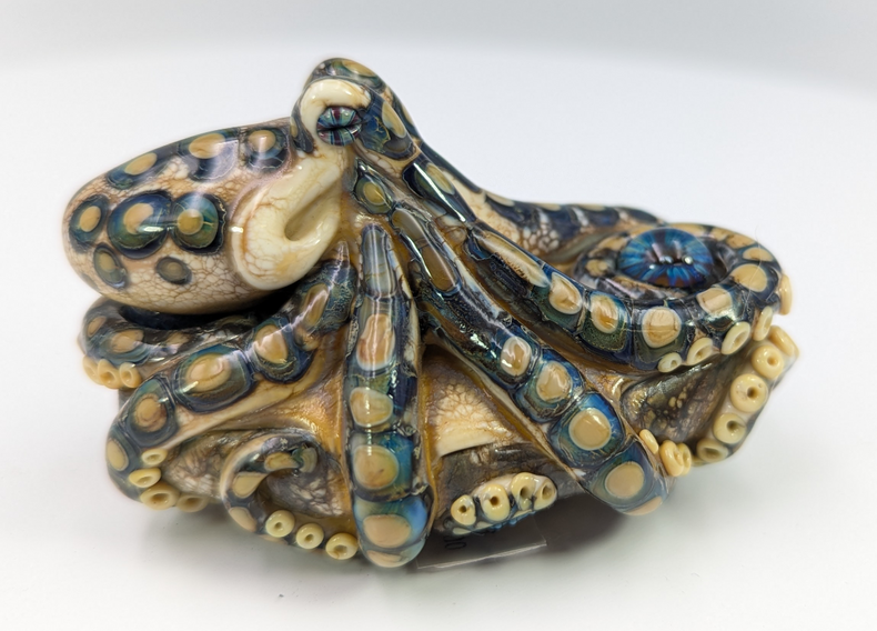 Blue Ring Octopus Sculpture