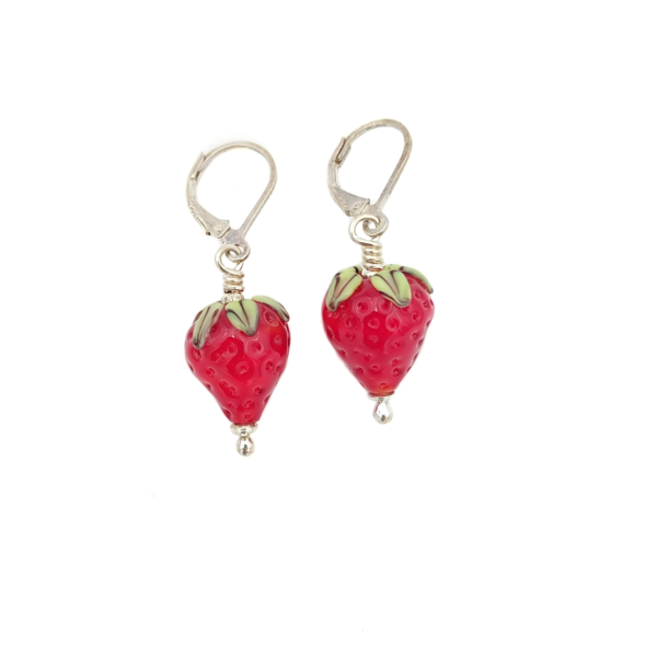 Strawberry Earrings by Lunacy Glass